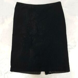 90's Vintage LRL Ralph Lauren Velvet Midi Pencil Skirt - Black Size 6